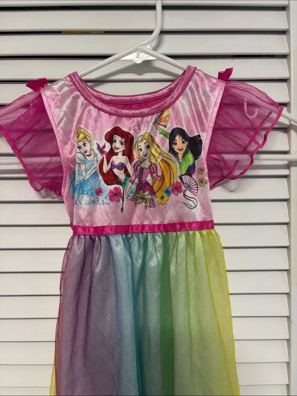 Disney Pink Rainbow Princess Dress with Multicolor Skirt